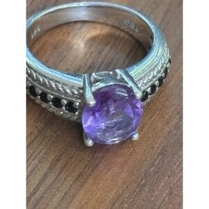 BBJ 925 Sterling Silver Purple Amethyst Gemstone Ring Size 7
